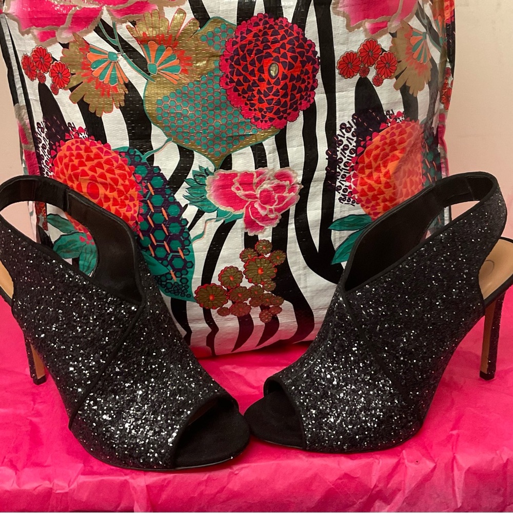 Jessica Simpson Black Glitter Heels